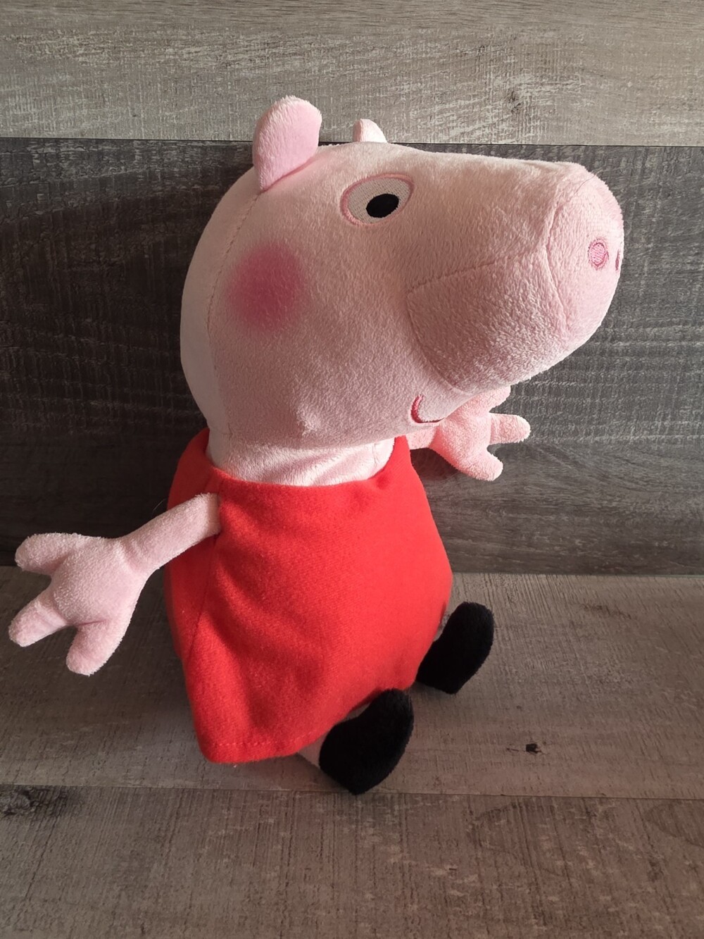 Peppa Pig In Red Dress Vtg 2003 Plush 12" Stuffed Toy Doll PBS TV Character g52
